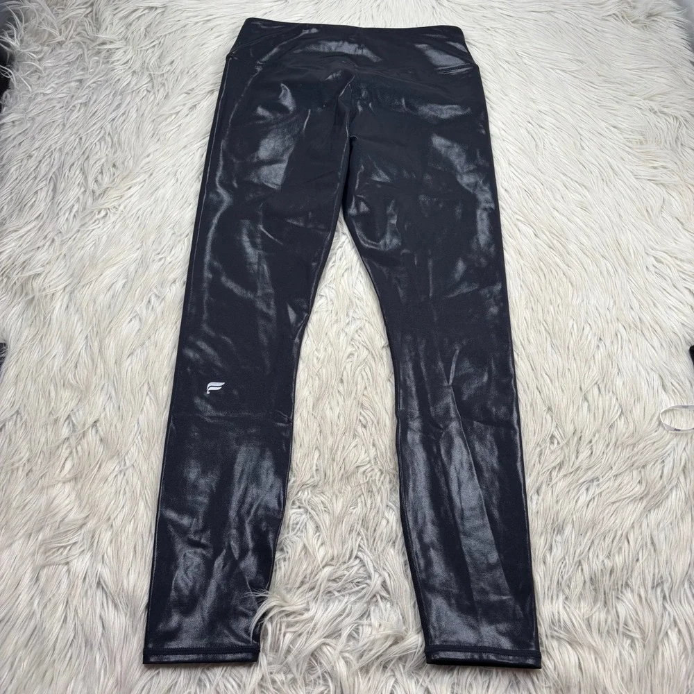 NWT Fabletics Women's L Black Anywhere Motion365+ Shine High Rise Leggings - Picture 4 of 4